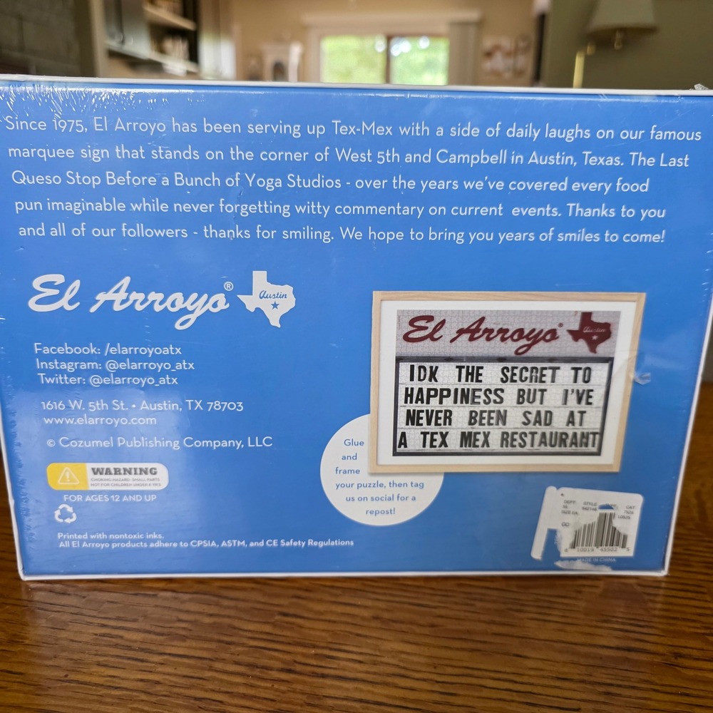 El Arroyo Austin Texas Tex Mex Marquee Sign 1000 Piece Jigsaw Puzzle New - Picture 3 of 4